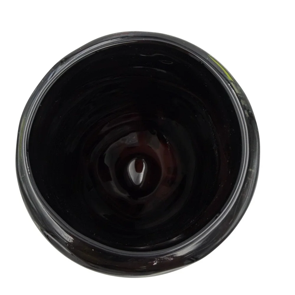 Vtg Art Glass Vase Colorful Black Stripe Abstract Postmodern Heavy LG Y2K 11.5in
